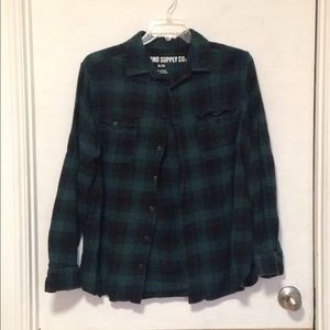 Dark green plaid flannel shirt